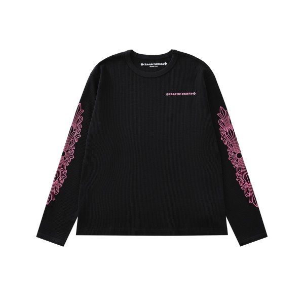 크롬하츠 핑크 레터 산스크리트 와플 롱슬리브