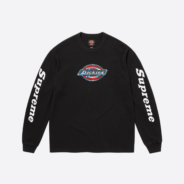 슈프림 x 디키즈 와플 웜 롱 슬리브 블랙